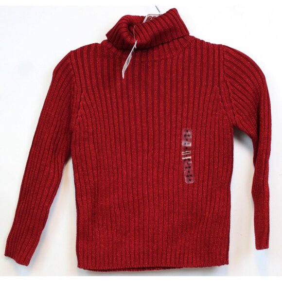 GAP Girls Ribbed Turtleneck Sweater sz 5-6 S NWT Red Blue Sparkle Snow Winter - Picture 2 of 8